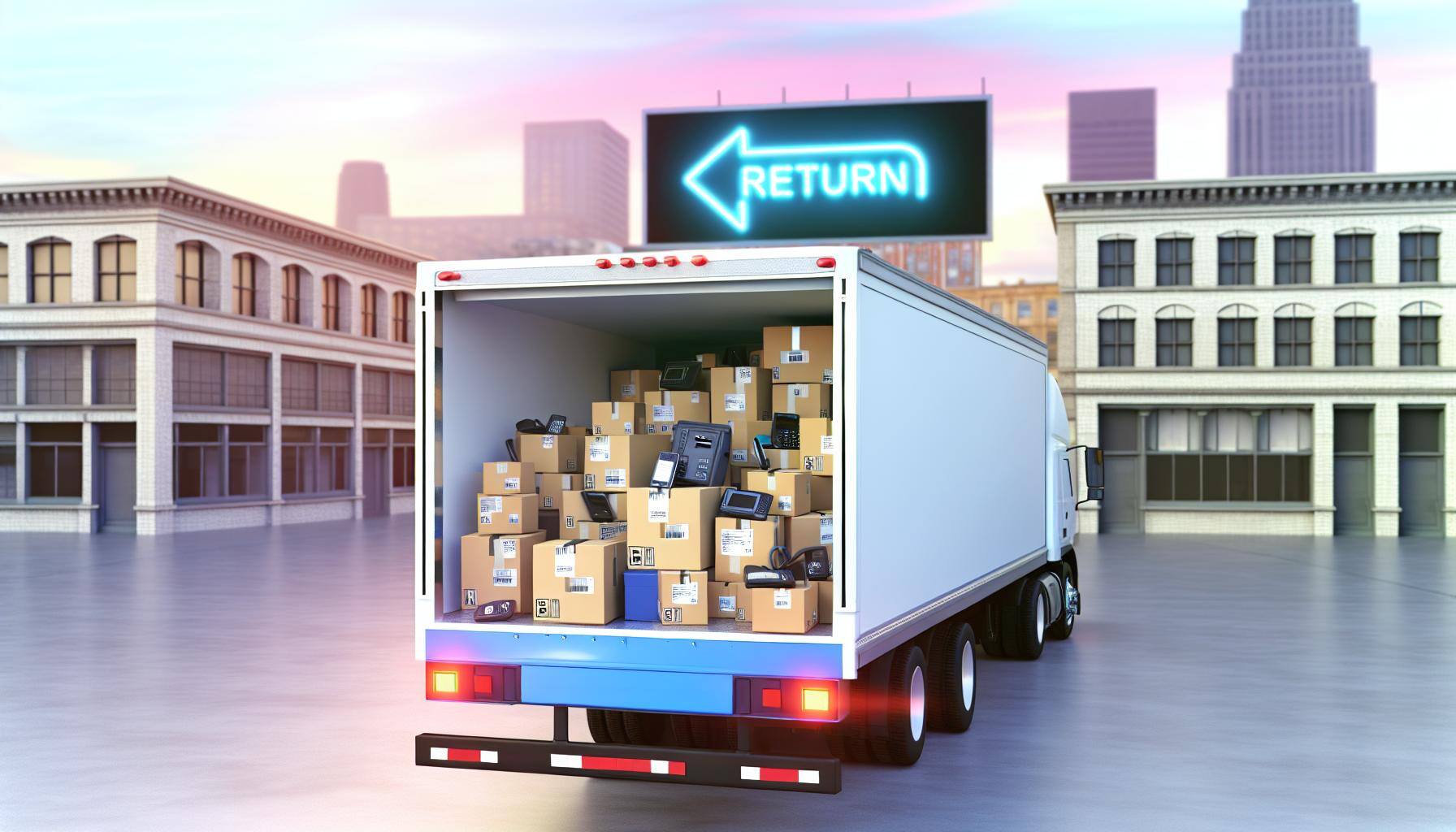 An image of a delivery truck full of returns