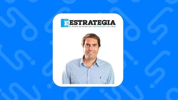 Logo de Diario Estrategia y fotografía de Nicolás Kunstmann, Director Comercial y Co-Fundador de Drivin.