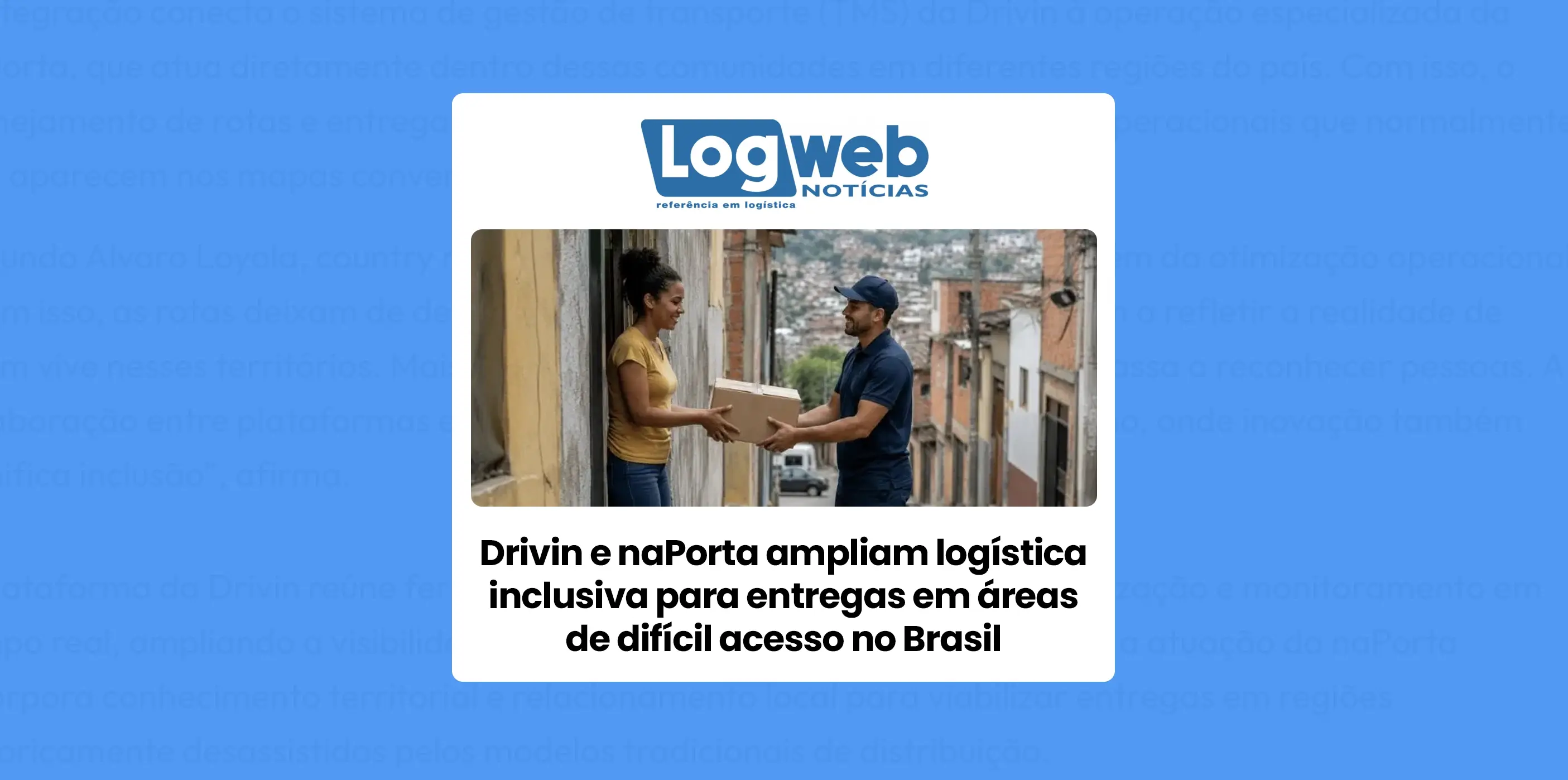 Entregador e cliente recebendo encomenda em comunidade de difícil acesso