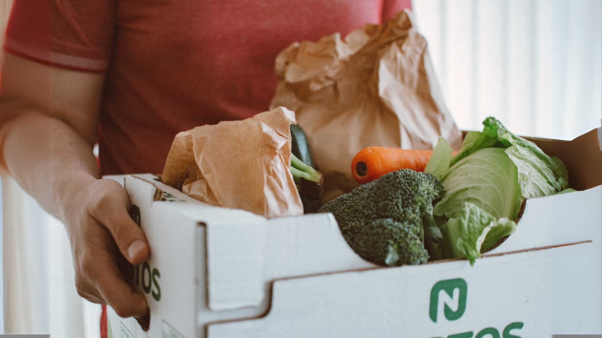 delivery alimentos frescos hombre entregando pedido