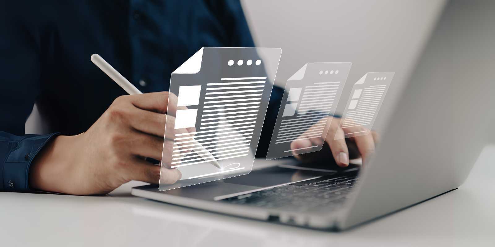 software computadora con documentos digitales