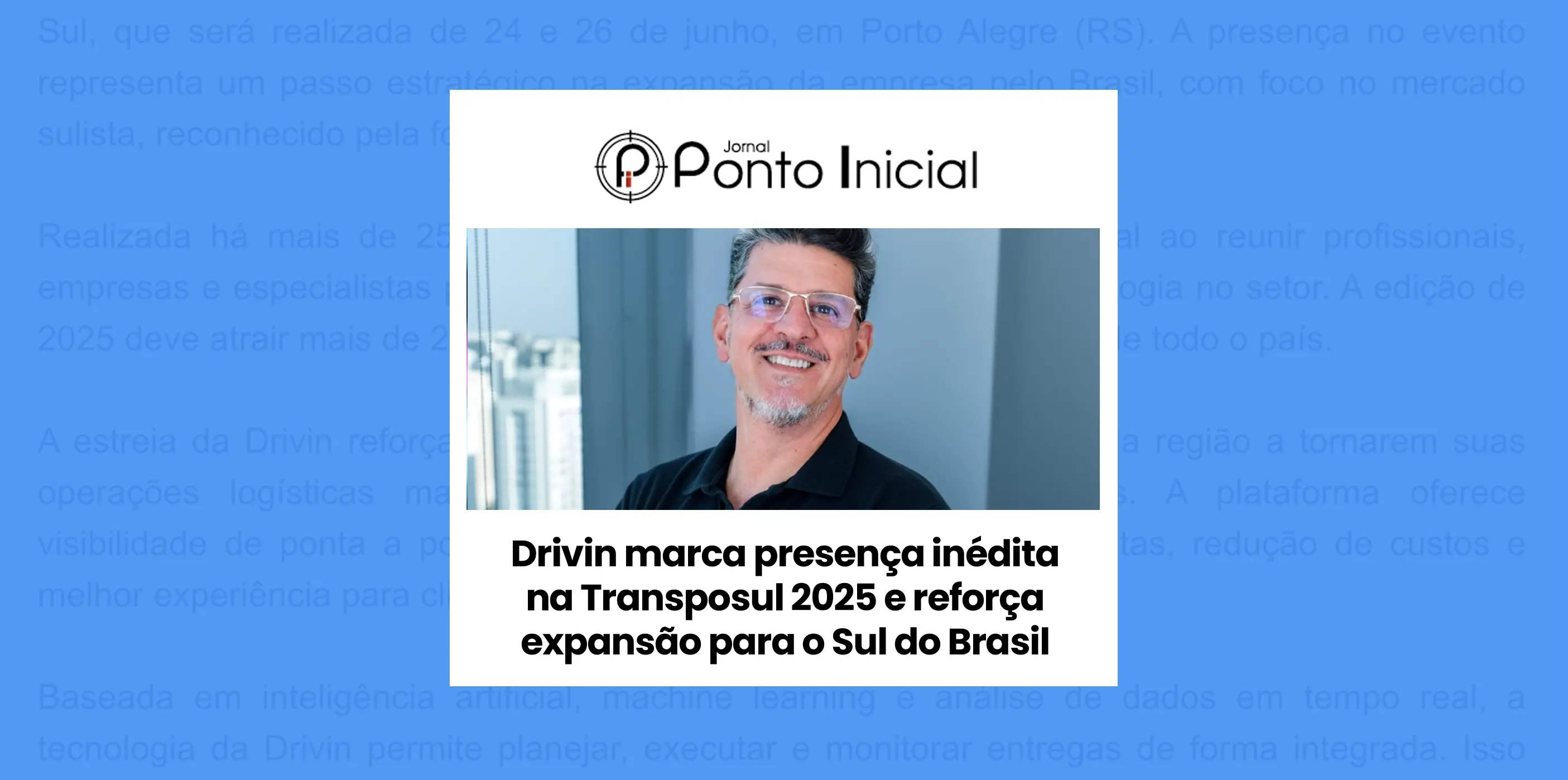 fotografia de colaborador Drivin com a cidade de sao paulo ao fundo e a logo do jornal ponto inicial no topo